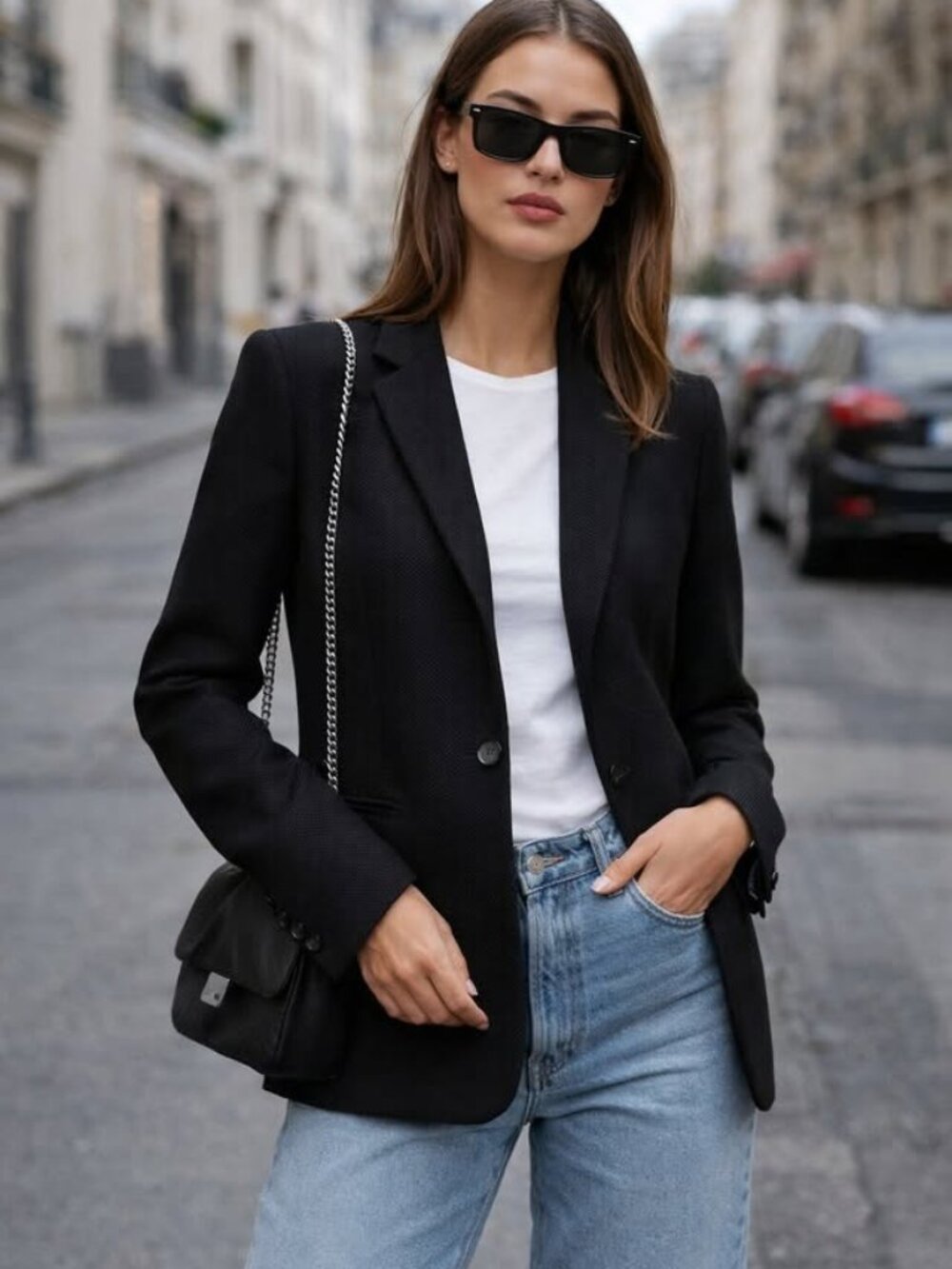 BCBGMAXAZRIA Kamryn Textured Black Blazer – XS